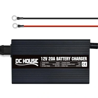 Bild av DCHOUSE 20A 12 V LiFePO4 smart automatisk litiumjonladdare, lämplig för marina, motorcyklar, litiumbatterier och djupa batterier