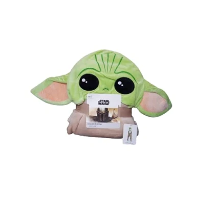 Bild av Primark begränsad licensierad Disney Star Wars The Mandalorian Baby Yoda fleecefilt överkast huva mysig omlott present ny