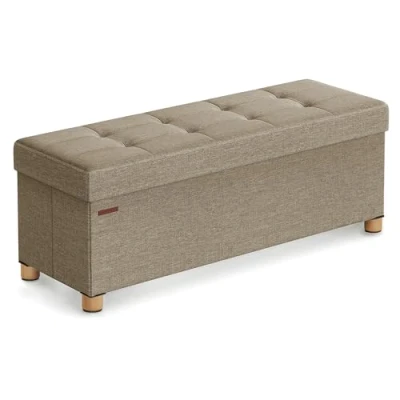 Bild av Songmics Sittpall med förvaringsutrymme, vikbar sittbänk ben, 38 x 110 40 cm fotbänk, förvaringslåda, kan belastas upp till 300 kg, för vardagsrum sovrum hall, kamelbrun LSF018K11