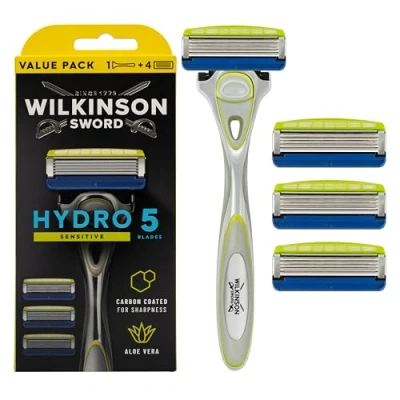 Bild av Wilkinson Sword Hydro5 Skin Protection Sensitive Specialförpackning Förpackning med 1 handtag och 4 laddningsblad