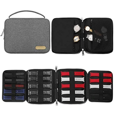 Bild av SIMBOOM klockarmband organiseringsväska, 20 förvaring, spillbeständig nylon, fickor med dragkedja, stiftfack, bärbart handtag, grå