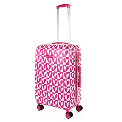 Bild av AGATHA RUIZ DE LA PRADA Kabin resväska PC polykarbonat handbagage väska. Resa liten med hjul Kabinbagage teleskophandtag Lätt Bär på kombinationslås, Fuchsia