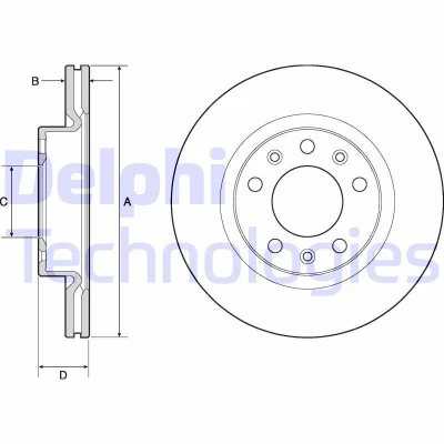 Bild av DELPHI BG4700C Disque de frein 266 22 5 ventilé revêtu non traité sans roulement roue, bague ABS PEUGEOT: 308 II 3/5 portes, SW 2