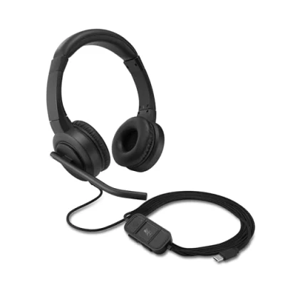 Bild av Kensington H1000 USB C On Ear Headset, Bekväma Och Professionella Hörlurar, Ansluts Via Sladd, Brusreducerande Mikrofon, Universell Plug&amp;Play K83450WW)