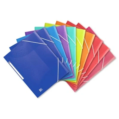 Bild av Oxford hörnspännmapp A4, plast, med gummiband, 8 färger, 10 stycken, röd, orange, anis, ismynta, ljusblå, mörkblå, lila, rosa