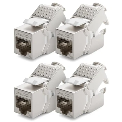 Bild av deleyCON 4x Keystone Modul CAT 6a Uttag Helt Skärmad STP RJ45 Verktygsfri Tack Vare Snap In Montering Råkabel 500MHz 10GBit/s