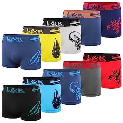 Bild av L&amp;K 5 pack/10/12 pack herrboxershorts underkläder mikrofiber blandade färger 1202, 1213 flerfärg 10 pack, L XL