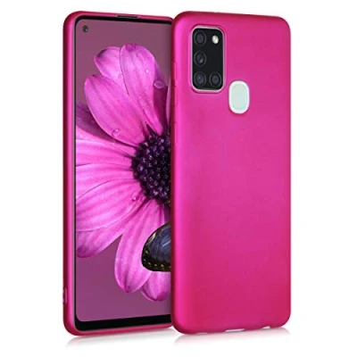 Bild av kwmobile Case kompatibelt med Samsung Galaxy A21s fodral skyddsfodral av silikon metalliskt skimrande mobiltelefonfodral metallic rosa