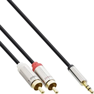 Bild av InLine 0.5m 3.5mm 3.5mm, Hanstik, 2 x RCA, 0,5 m, Svart