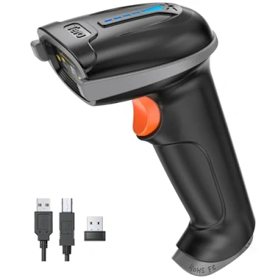 Bild av Tera trådlös streckkodsskanner handhållen 1D laser och USB sladdlös med batteriindikator, extra stort batteri 2000 mAh ergonomisk design, patentnummer: EU008489413, uppgraderingsmodell