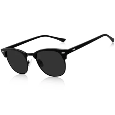 Bild av KANASTAL Klassiskt Halvbåge Solglasögon Herr Polariserade, Classic Cateye Metall Black Sunglasses for Men Polarized, Svart Dam Man och Kvinna, Women Vandring Körning Fiske