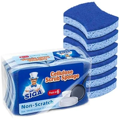 Bild av MR.SIGA Repfri cellulosasvamp, dubbelsidig disksvamp för kök, 12 pack