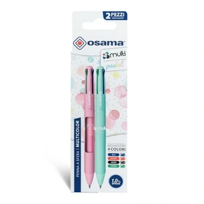Bild av OSAMA 4 Multi Pastel färgpennor färger, set med 2 olika flerfärgad kulspetspenna 1,0 mm svart blå röd och grön bläck för kontorsmaterial skola kontor universitet brevpapper