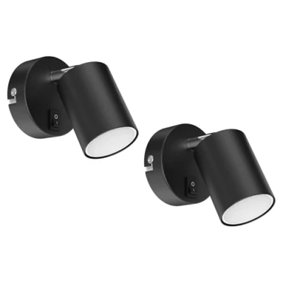 Bild av ledscom.de 2 väggspot WAIKA med strömbrytare svart matt GU10 LED lampa varmvit 3 stegs dimning: max. 500lm vardera