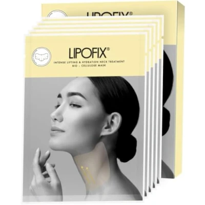 Bild av LIPOFIX Nackmasker För Hudvård Dubbla Hakreducerande Masker Nacklyft Intensiv Halsuppstramning, Anti åldrande &amp; rynkor Bio cellulosa Halsbehandling 7