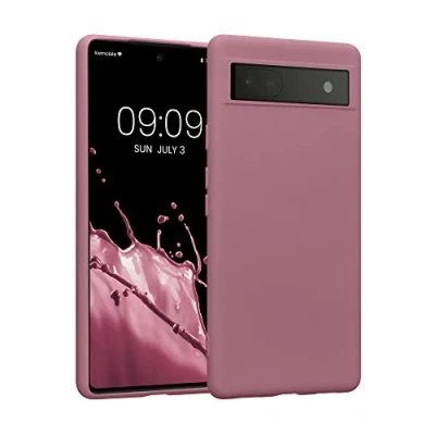 Bild av kwmobile fodral kompatibelt med Google Pixel 6a smalt skyddande TPU silikon telefonskydd mörk ros