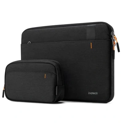 Bild av Inateck 360 skydd 13,3 tum laptopfodral kompatibelt med 14 MacBook M1/M2/M3 Pro/Max 2021 2023, 13 Air 2012 2017, Pro 2015, laptopväska tillbehörsväska, svart