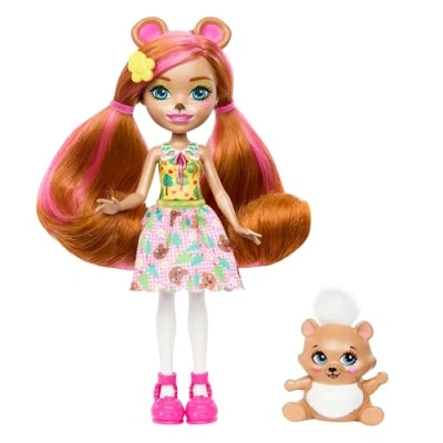 Bild av Enchantimals Dockor, docka och djurvän figur, liten med avtagbar kjol tillbehör, gåva till barn, HTP81