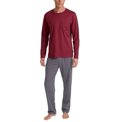 Bild av Calida Relax Imprint pyjamas, lång män, tillverkad av 100% bomull, Mars röd, 46 48