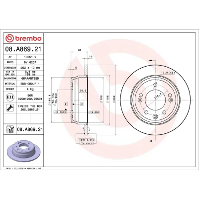 Bild av Bromsskiva BREMBO 08.A869.21
