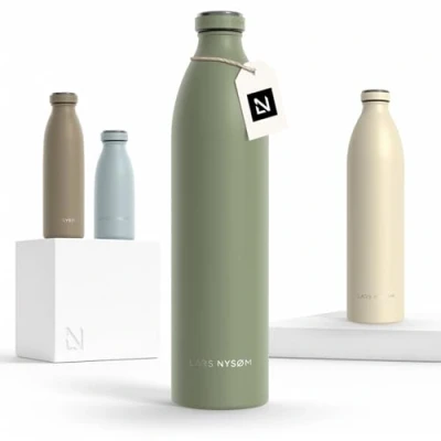Bild av LARS NYSØM rostfri Vattenflaska 350ml, 500ml, 750ml, 1L, 1,5 liter Termosflaska lämplig för kolsyrat läckagesäker sport, utomhus, skola