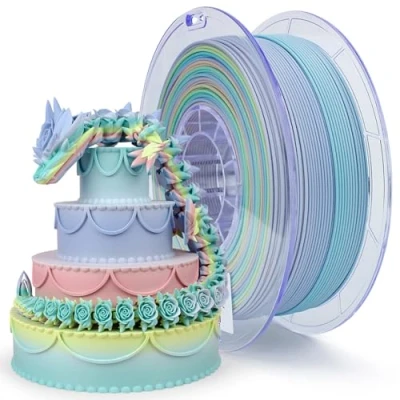 Bild av ZIRO 3D skrivarfilament, Matt PLA filament 1,75mm, Multicolor Rainbow filament, 1KG/2.2lb, Macaron färg