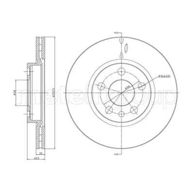 Bild av METELLI 23 0402 Disque de frein 257,0 20,0 5 59,0 ventilé PEUGEOT: Expert I Van, 806, I, CITROËN: Jumpy MPV, Evasion