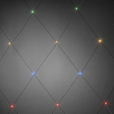 Bild av Konstsmide LED ljusnät, 32 färgglada dioder, 24 V utomhus transformator, svart kabel 3748500