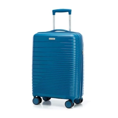 Bild av WITTCHEN FUERTA Line Liten resväska Kabinbagage Hytt Handbagage Bagage i polypropylen med glansiga remmar 4 dubbla hjul Teleskopiskt stålhandtag TSA lås Storlek S Blå