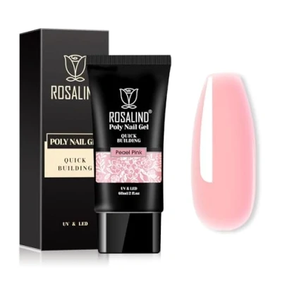 Bild av ROSALIND Honung Persika Färg Poly Byggare Gel, 60ml Extension Gel Naglar Förlängning Set, Nagelförbättring Användning med UV LED Lampa, Honey Peach Color Nail Art 1pcs