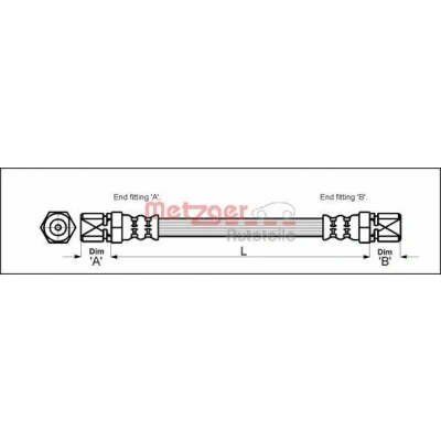Bild av METZGER 4111353 Flexible De Frein 335 F10 x 1 OPEL: Ascona B Berline, Kadett C CC, Berline