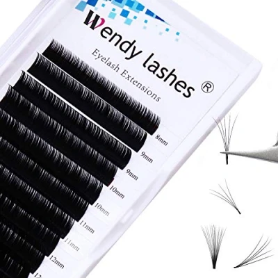 Bild av Individuella ögonfransar Förlängning Enkel fläkt Ryska fransar 0.05 mm Tjocklek D Curl 8 14mm Individual Eyelashes Ögonfrans Personer