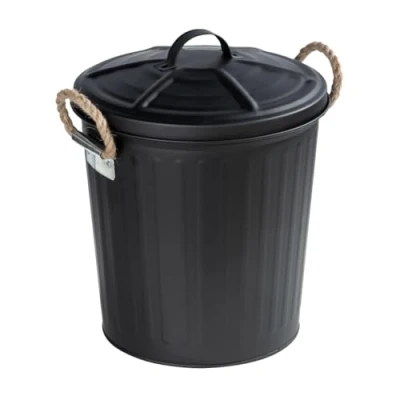 Bild av WENKO Kosmetisk hink Gara svart matt papperskorg kapacitet: 6 l, stål, 24 x 28,5 23 cm,