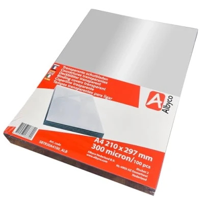 Bild av Albyco Transparenta skottblad, A4 glans, 300 mikron (100 st)