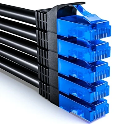 Bild av deleyCON 5x 2m CAT6 Nätverkskabel Set U UTP RJ45 CAT 6 LAN Kabel Patchkabel Ethernet DSL Switch Router Modem Repeater Patchpanel Svart
