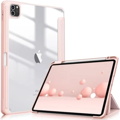 Bild av Fintie Hybridfodral kompatibelt med iPad Pro 11 tum (2022/2021/2020/2018, 4:e/3:a/2:a/1:a generationen) ultratunt stöttåligt klart fodral pennhållare, automatisk uppvakning/sömn, roséguld