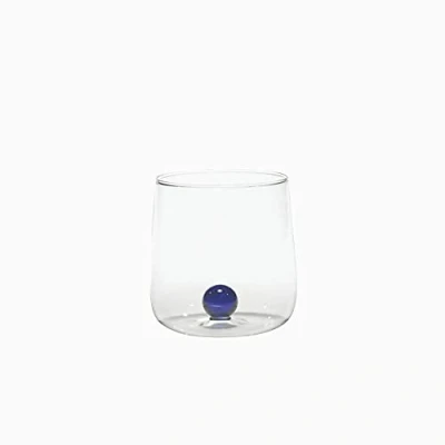 Bild av Zafferano Bilia glastumlare handgjort klart glas, dekorerad med en färgglad glaskula inuti, cl 44 h 90 mm d 88 set 6 stycken blå