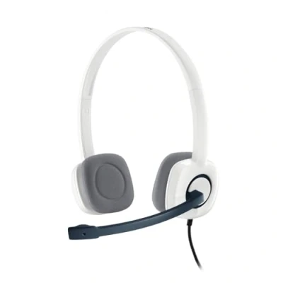 Bild av Logitech H150 trådbundet headset, stereohörlurar med roterande brusreducerande mikrofon, dubbla 3,5 mm ljuduttag, in line kontroller, PC/Mac/bärbar dator vit