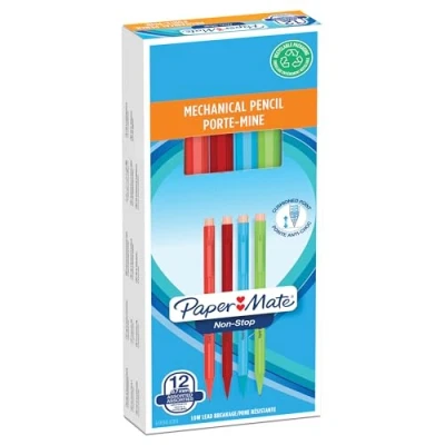 Bild av Paper Mate Non Stop Stiftpenna 0,7 mm HB #2 Skaft i flera neonfärger 12 stycken
