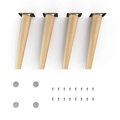 Bild av sossai möbelben i oljebehandlat bokträ CLIF ROUND HMF2 25 cm hög runda sned design för vitrinskåp bord skåp