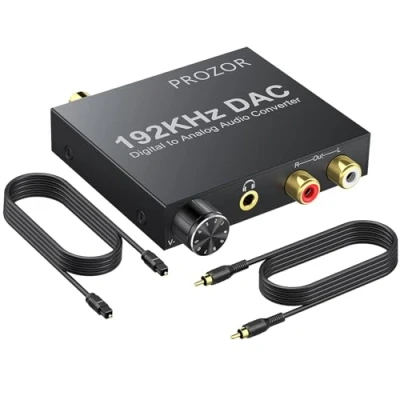 Bild av 192KHz DAC omvandlare volym justerbar digital SPDIF optisk koaxial Toslink till analog stereoljud L/R RCA 3,5 mm uttag ljud