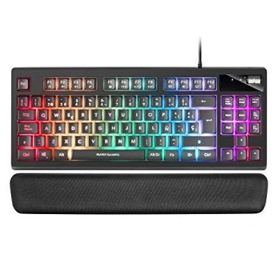 Bild av Mars Gaming MKAXES, TKL H Mech kompakt tangentbord, RGB belysning 9 effekter, gelhandstöd, svart, spansk