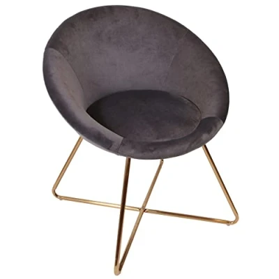 Bild av HOME DECO FACTORY Karl grå fåtölj, textil sammet, 64 x 62,5 74 cm