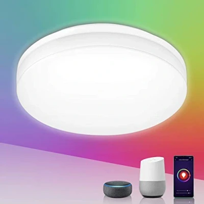 Bild av LE Smart Led Taklampa 15W 1250 LM, App eller Röstkontroll, Färgatmosfär, IP54 Vattentät, Kompatibel med Alexa och Google Home, ingen Hub krävs (2,4 GHZ Wifi, 15 W, Rgb + Vit (2700 K 6500K)
