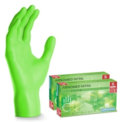 Bild av 200x ARNOMED engångshandskar grön, nitrilhandskar S, med 2x 100 st/box, purderfria handskar, latexfria gummihandskar, finns i XS, M, L &amp; XL.