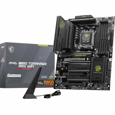 Bild av MSI MAG B850 TOMAHAWK MAX WIFI moderkort, ATX Stöder AMD Ryzen 9000/8000/7000 processorer, AM5 80A SPS VRM, DDR5 Memory Boost 8400+ MT/s (OC), PCIe 5.0 x16, M.2 Gen5, Wi Fi 7, 5G LAN