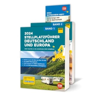 Bild av ADAC Stellplatzführer 2024 Deutschland und Europa: Über 6000 Stellplätze mit rund 550 Bauernhöfen Weingütern, Campcard, Planungskarten Rabatt Coupons