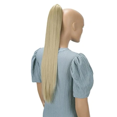 Bild av CAISHA 60cm Hårstycke Fläta Hästsvans Hårförlängning Rak Ljusblond H609