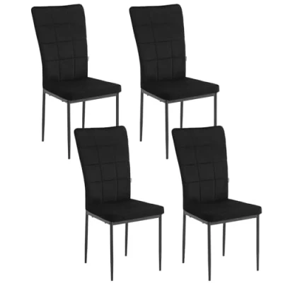 Bild av WOLTU Matrumsstolar set om 4, köksstol stoppad stol vardagsrumsstol, matsal modern, vadderad med högt ryggstöd, gjord av sammet, metallben, svart, EZS22sz 4