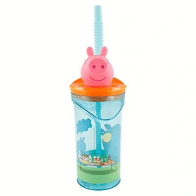 Bild av Återanvändbar barnmugg med sugrör och lock 3D figur 360 ml kapacitet Peppa Pig Core